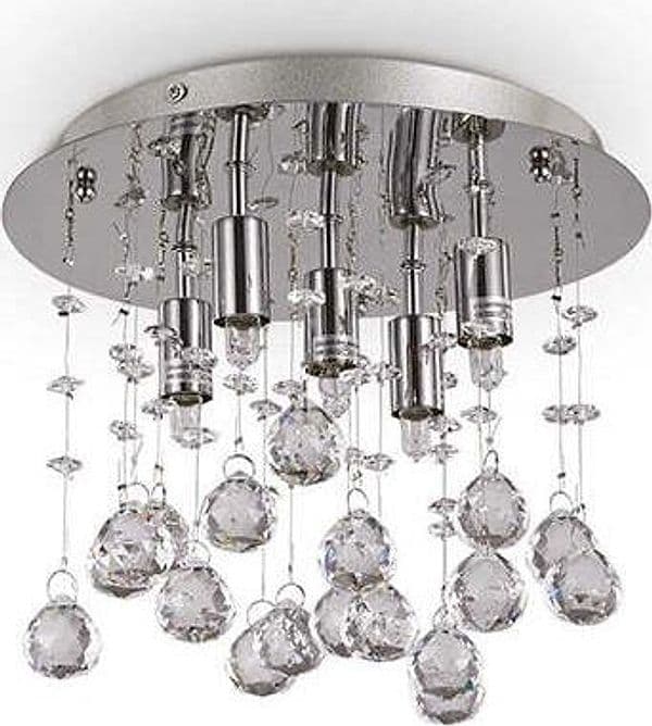 Plafoniera-Contemporanea-Moonlight-Metallo-Cristallo-Oro-5-Luci-G9-3W-3000K