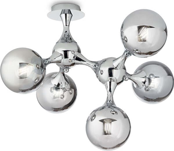 Plafoniera-Contemporanea-Nodi-Metallo-Cromo-5-Luci-E14