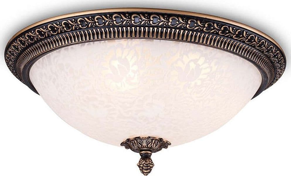 Plafoniera-Contemporanea-Pascal-Metallo-Bronzo-3-Luci-Diffusori-Vetro