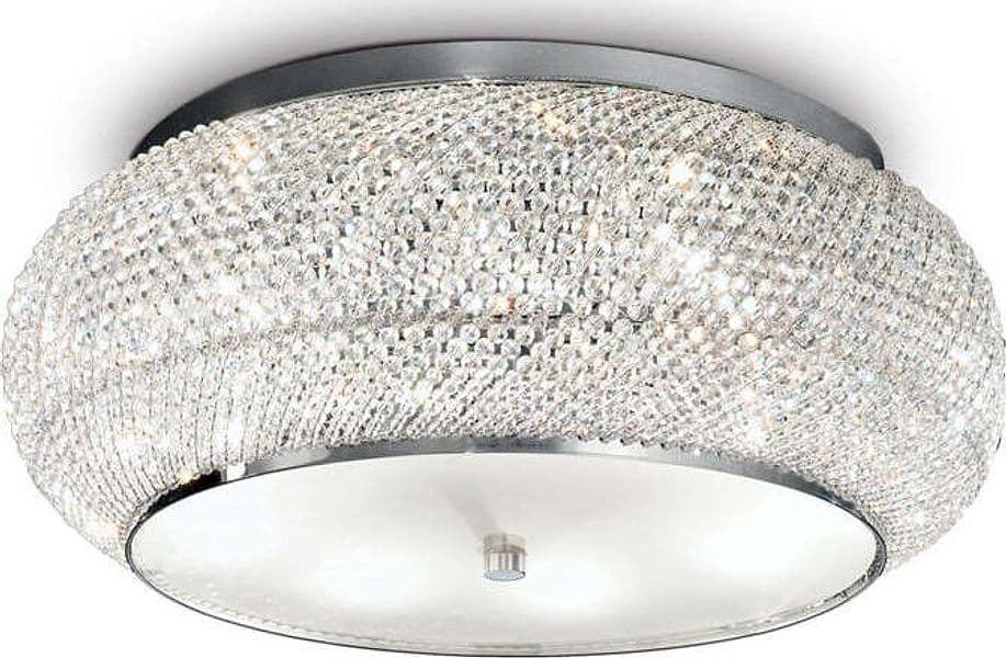 Plafoniera-Contemporanea-Pasha'-Metallo-Cristallo-Cromo-10-Luci-E14