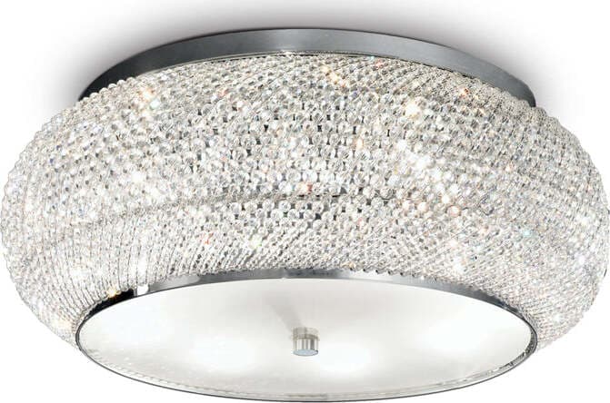 Plafoniera-Contemporanea-Pasha'-Metallo-Cristallo-Cromo-10-Luci-E14