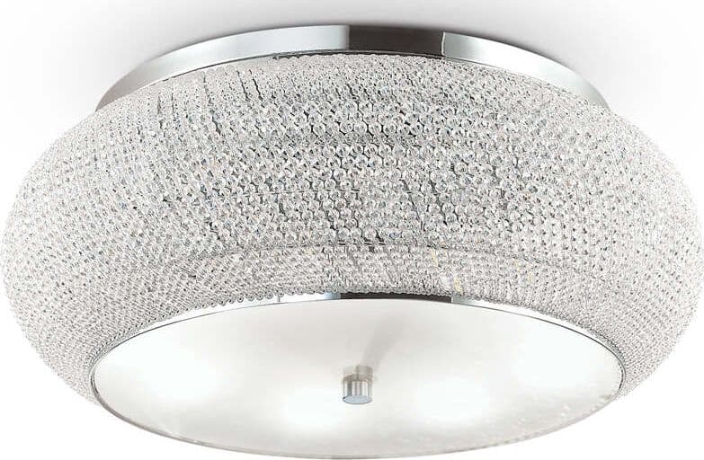 Plafoniera-Contemporanea-Pasha'-Metallo-Cristallo-Cromo-14-Luci-E14