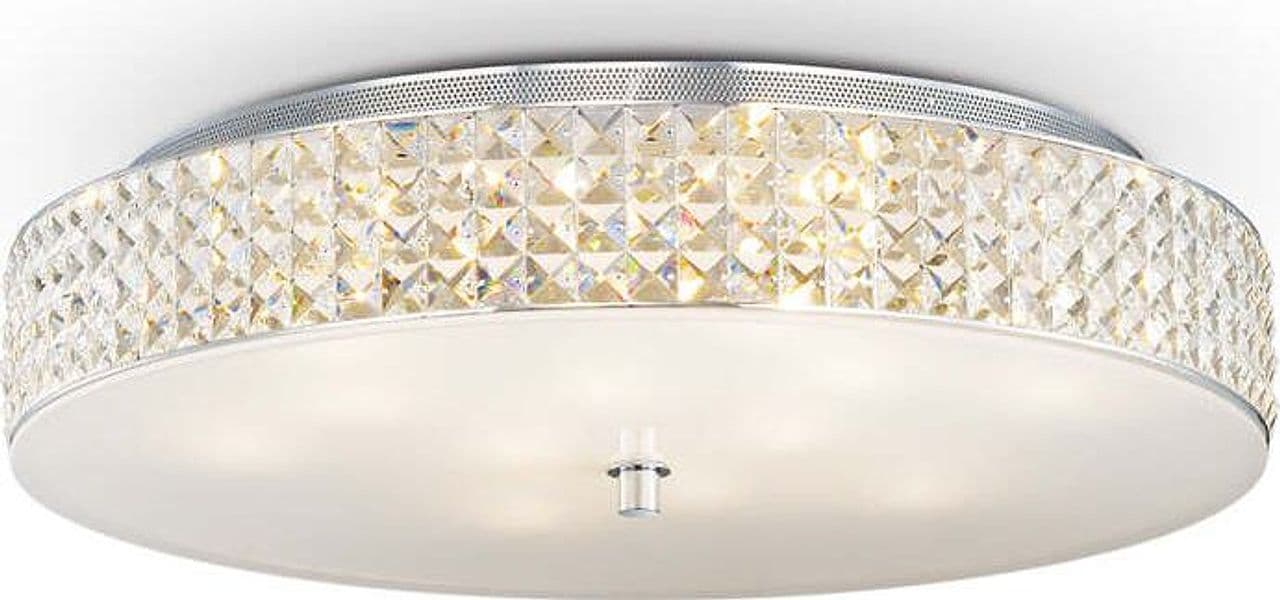 Plafoniera-Contemporanea-Roma-Metallo-Cristallo-Cromo-12-Luci-3W-3000K