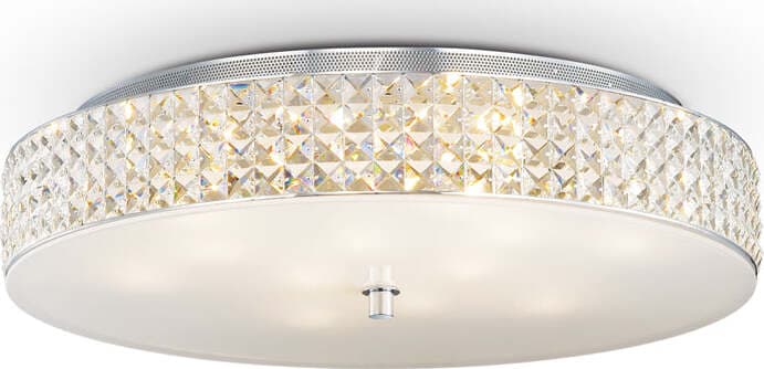 Plafoniera-Contemporanea-Roma-Metallo-Cristallo-Cromo-12-Luci-3W-3000K