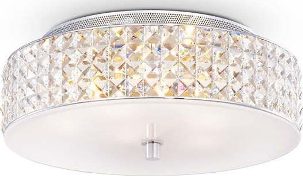 Plafoniera-Contemporanea-Roma-Metallo-Cristallo-Cromo-6-Luci-3W-3000K-Luce-Calda