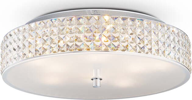 Plafoniera-Contemporanea-Roma-Metallo-Cristallo-Cromo-9-Luci-3W-3000K-Luce-Calda