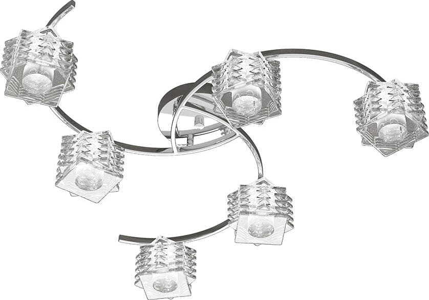 Plafoniera-Contemporanea-Rubik-Metallo-Cromo-Diffusore-Cristallo-6-Luci-G9