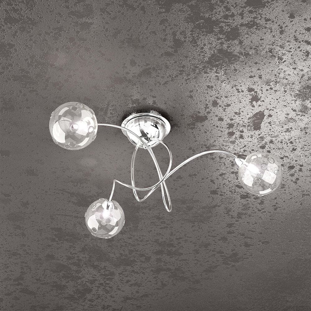 Plafoniera-Contemporanea-Super-Ball-Metallo-Cromo-Vetro-Pirex-3-Luci-G9