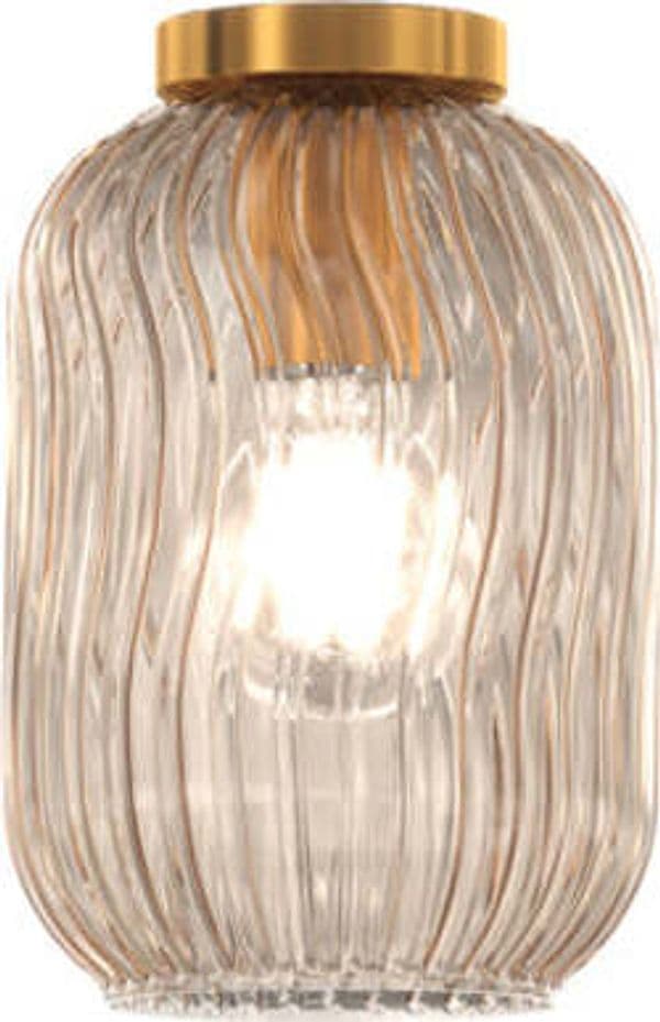 Plafoniera-Contemporanea-Tender-Metallo-Ottone-Satinato-Vetro-Ambra-1-Luce-E27