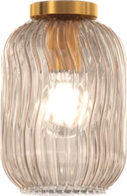 Plafoniera-Contemporanea-Tender-Metallo-Ottone-Satinato-Vetro-Ambra-1-Luce-E27