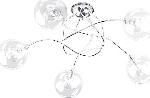 Plafoniera-Contemporanea-Willow-Metallo-Cromo-Vetro-Trasparente-5-Luci-G9