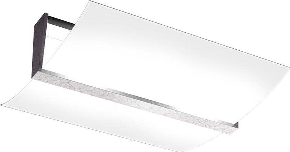 Plafoniera-Contemporanea-Wood-Met.-Foglia-Argento-Vetro-Bianco-2-Luci-E27-43Cm