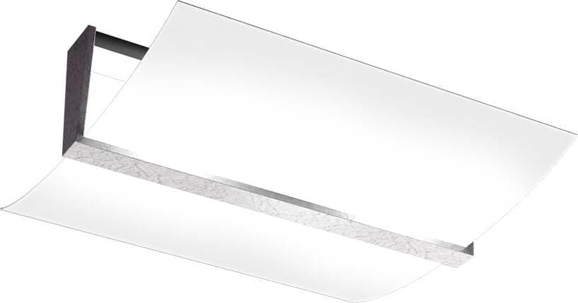 Plafoniera-Contemporanea-Wood-Met.-Foglia-Argento-Vetro-Bianco-2-Luci-E27-43Cm