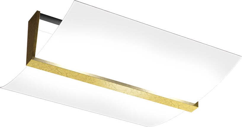Plafoniera-Contemporanea-Wood-Metallo-Foglia-Oro-Vetro-Bianco-2-Luci-E27-43Cm