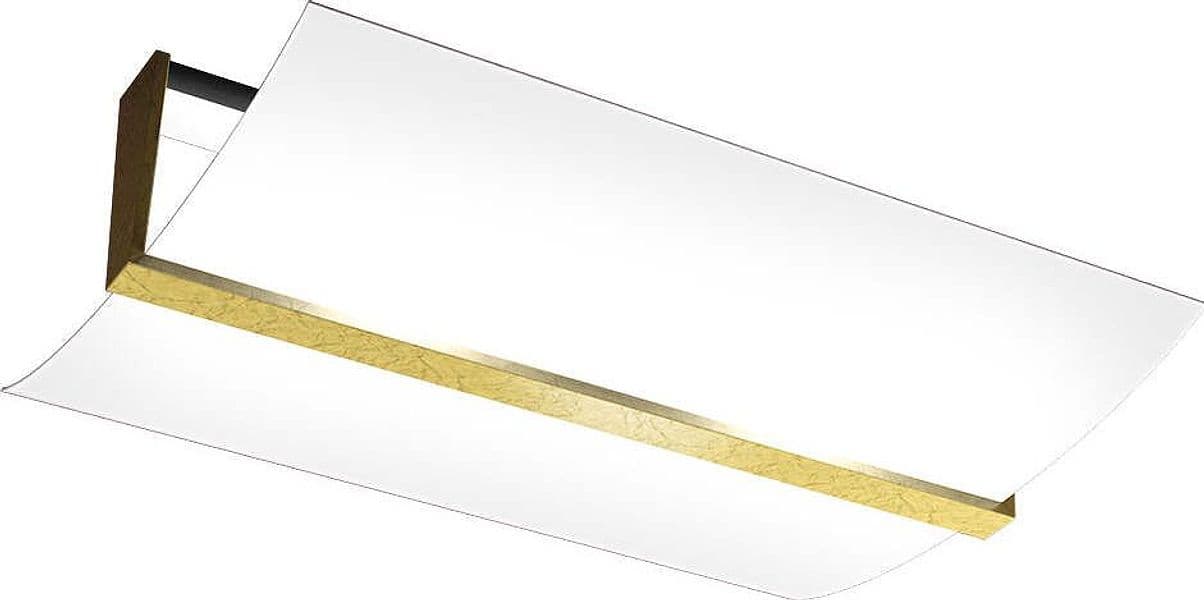 Plafoniera-Contemporanea-Wood-Metallo-Foglia-Oro-Vetro-Bianco-2-Luci-E27-53Cm