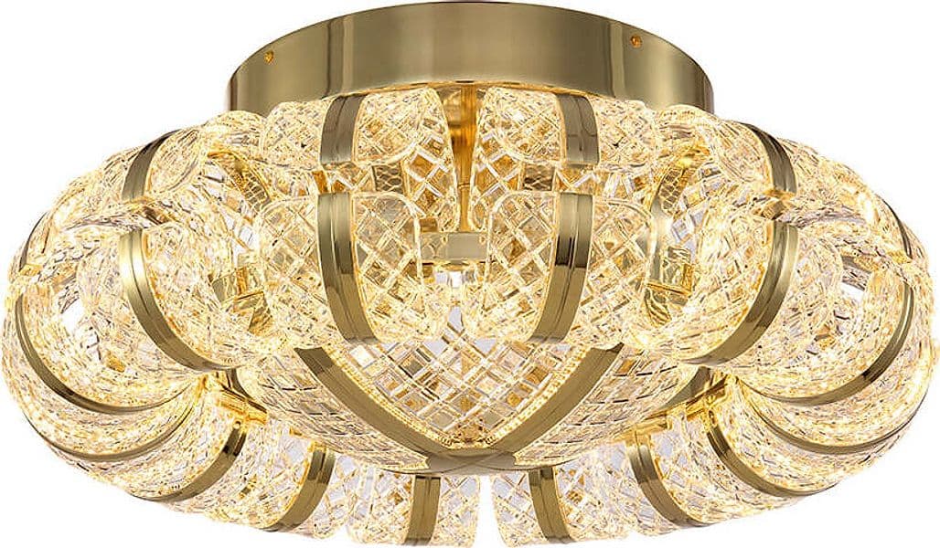 Plafoniera-Da-Soffitto-Classico-Retrò-Acrilico-Metallo-Oro-Lucido-Led86W