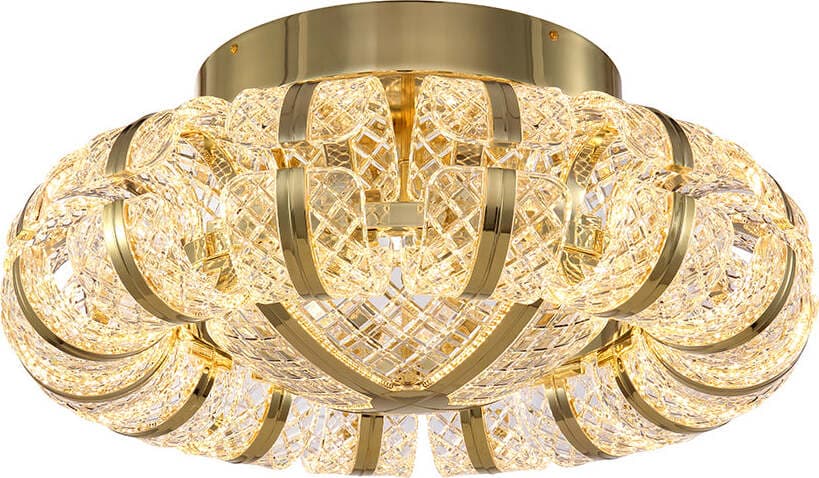 Plafoniera-Da-Soffitto-Classico-Retrò-Acrilico-Metallo-Oro-Lucido-Led86W