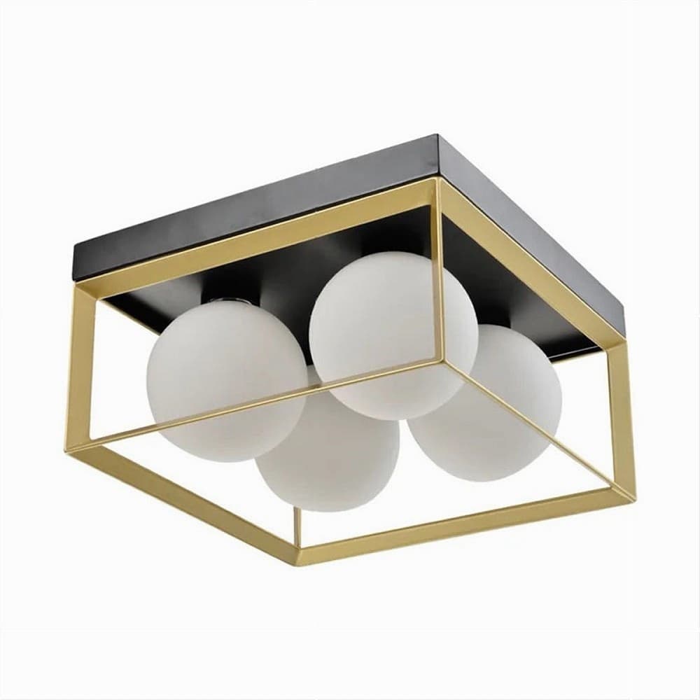 PLAFONIERA DA SOFFITTO LAMPADA IN METALLO NERO BRONZO CON 4 SFERE VETRO G9 C76-4 in Plafoniere Trade Shop italia - Napoli, commercioVirtuoso.it