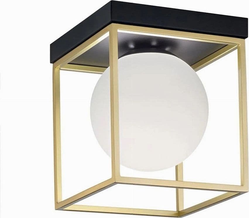 PLAFONIERA DA SOFFITTO LAMPADA IN METALLO NERO BRONZO CON SFERA IN VETRO G9 C76-1 in Plafoniere Trade Shop italia - Napoli, commercioVirtuoso.it