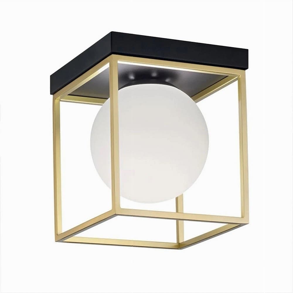 PLAFONIERA DA SOFFITTO LAMPADA IN METALLO NERO BRONZO CON SFERA IN VETRO G9 C76-1 in Plafoniere Trade Shop italia - Napoli, commercioVirtuoso.it