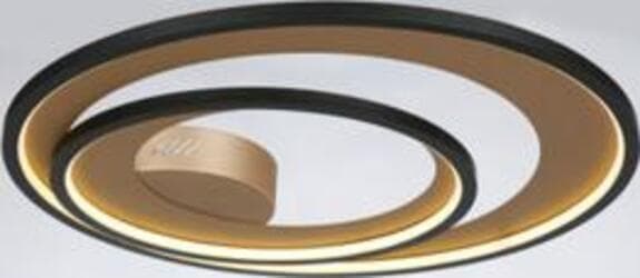Plafoniera-Da-Soffitto-Moderno-Saturn-2-Cerchi-Alluminio-Nero-E-Oro-Led-60W