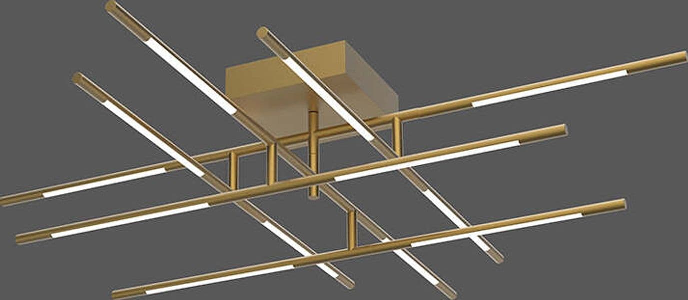 Plafoniera-Da-Soffitto-Moderno-Tubular-12-Luci-Metallo-Oro-Satinato-Led-48W