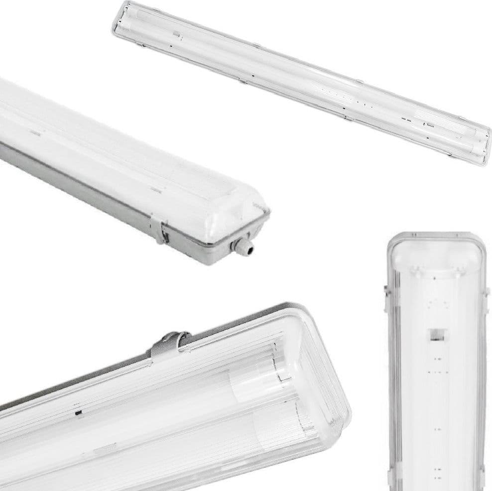 PLAFONIERA DOPPIA PER TUBI LED T8 IN PLASTICA DA 150CM TRASPARENTE IMPERMEABILE Trade Shop italia - Napoli, Commerciovirtuoso.it