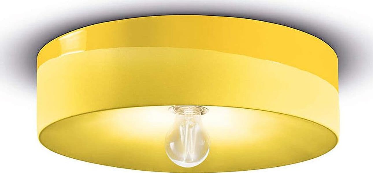 Plafoniera-Grande-Vintage-Decò-Pi-Ceramica-Giallo-Limone-1-Luce-E27