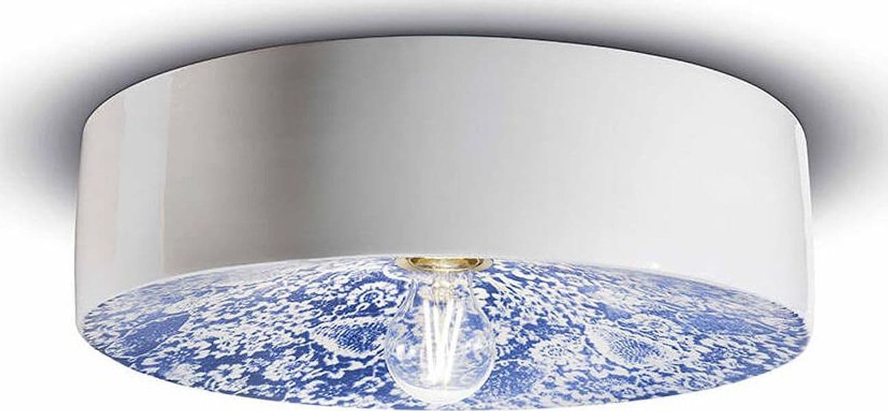 Plafoniera-Grande-Vintage-Decò-Pi-Ceramica-Ming-Blu-1-Luce-E27