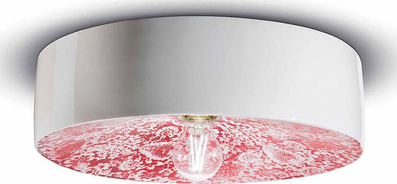 Plafoniera-Grande-Vintage-Decò-Pi-Ceramica-Ming-Rosso-1-Luce-E27