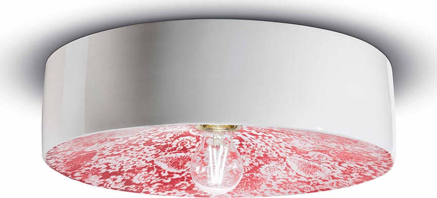 Plafoniera-Grande-Vintage-Decò-Pi-Ceramica-Ming-Rosso-1-Luce-E27