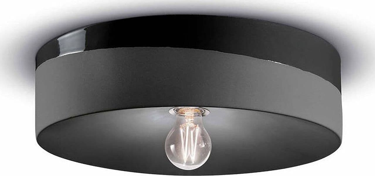 Plafoniera-Grande-Vintage-Decò-Pi-Ceramica-Nero-Carbone-1-Luce-E27