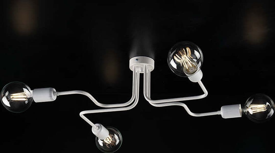 Plafoniera-Industrial-4-Luci-Ferro-Bianco-e-Argento-Serie-Loft