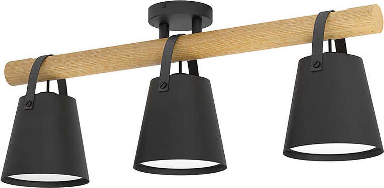 Plafoniera-Industrial-Boyle-3-Luci-Metallo-Nero-E-Marrone
