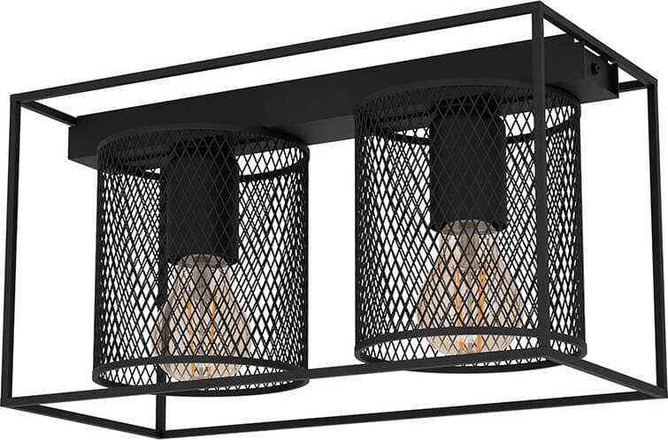Plafoniera-Industrial-Catterick-2-Luci-Acciaio-Nero