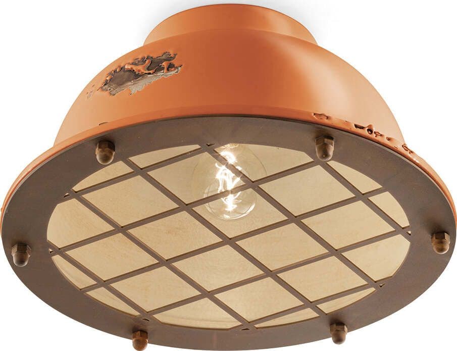 Plafoniera-Industrial-Ferro-E-Ceramica-Vintage-Arancio-1-Luce-E27