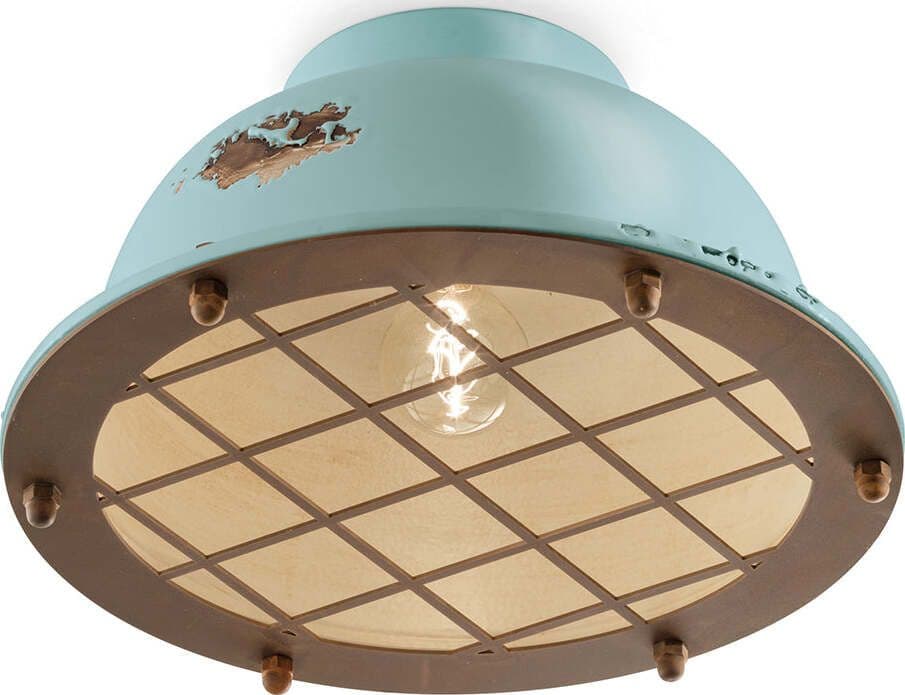 Plafoniera-Industrial-Ferro-E-Ceramica-Vintage-Azzurro-1-Luce-E27