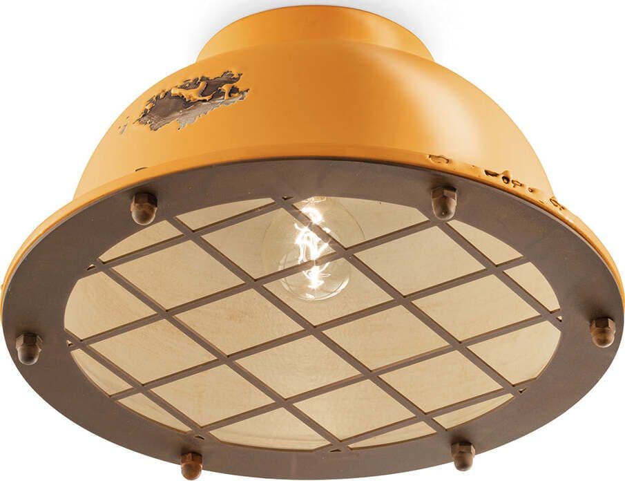 Plafoniera-Industrial-Ferro-E-Ceramica-Vintage-Giallo-1-Luce-E27