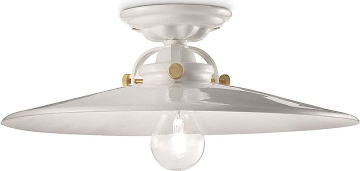 Plafoniera-Industrial-Minimal-B&W-Metallo-Smaltato-Bianco-1-Luce-E27-42Cm