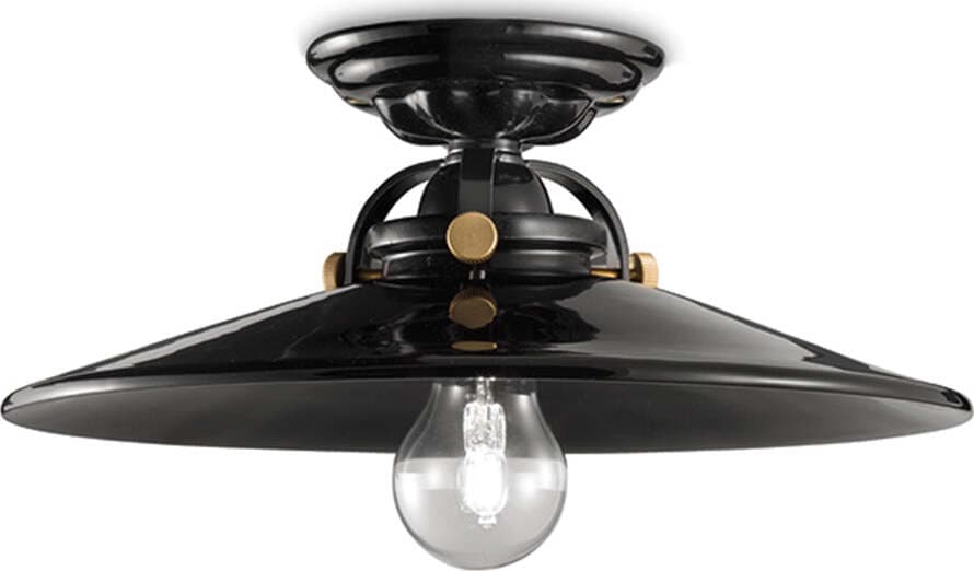 Plafoniera-Industrial-Minimal-B&W-Metallo-Smaltato-Nero-1-Luce-E27-31Cm