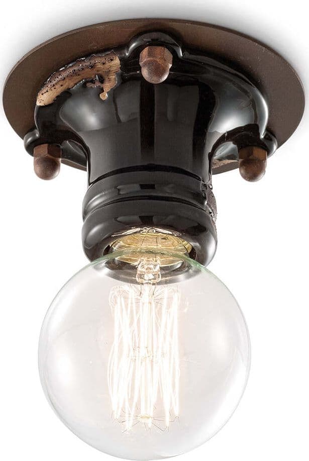 Plafoniera-Industrial-Minimal-Pipes-Ferro-E-Ceramica-Vintage-Nero-1-Luce-E27