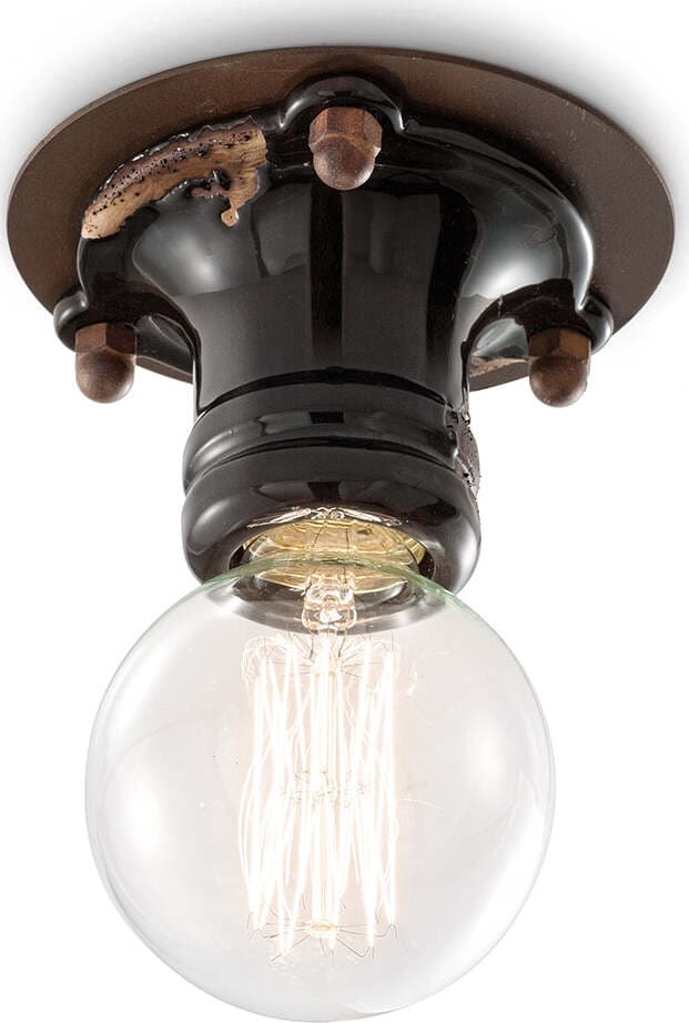 Plafoniera-Industrial-Minimal-Pipes-Ferro-E-Ceramica-Vintage-Nero-1-Luce-E27