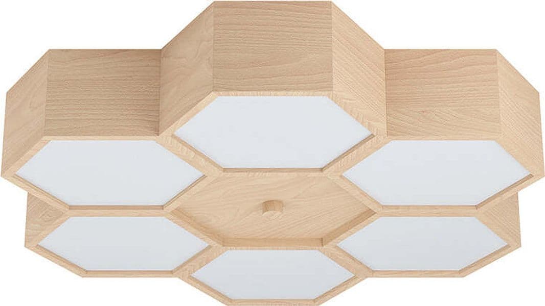 Plafoniera-Industrial-Mirlas-6-Luci-Legno-Marrone