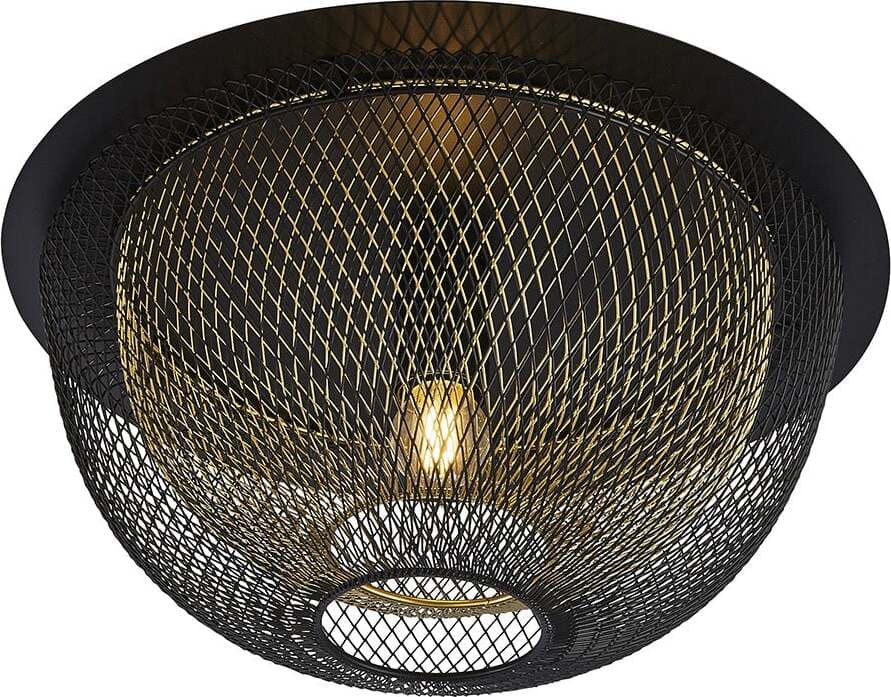 Plafoniera-Industrial-Nordico-Favo-Acciaio-Nero-Oro-1-Luce-E27