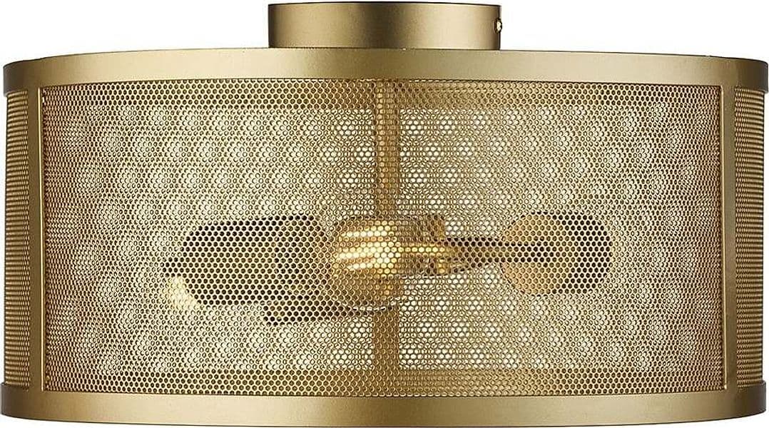 Plafoniera-Industrial-Nordico-Rete-Acciaio-Oro-3-Luci-E27