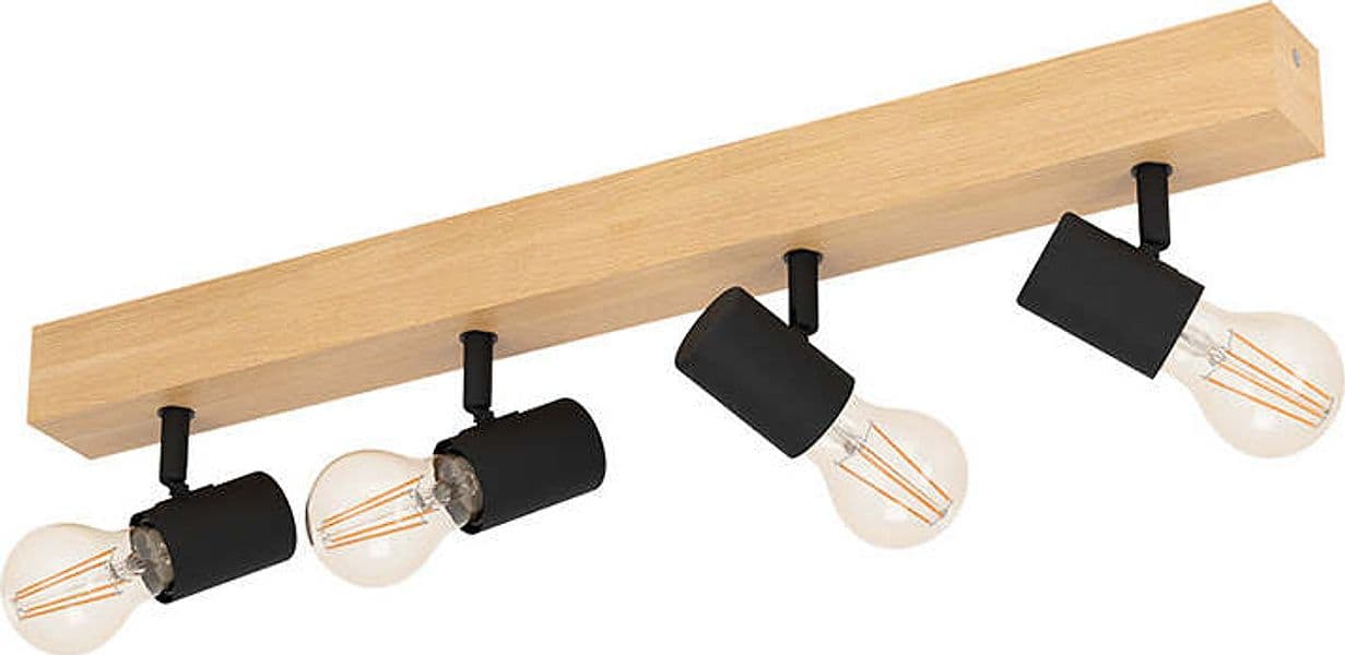 Plafoniera-Industrial-Townshend-3-4-Luci-Legno-Marrone-E-Nero