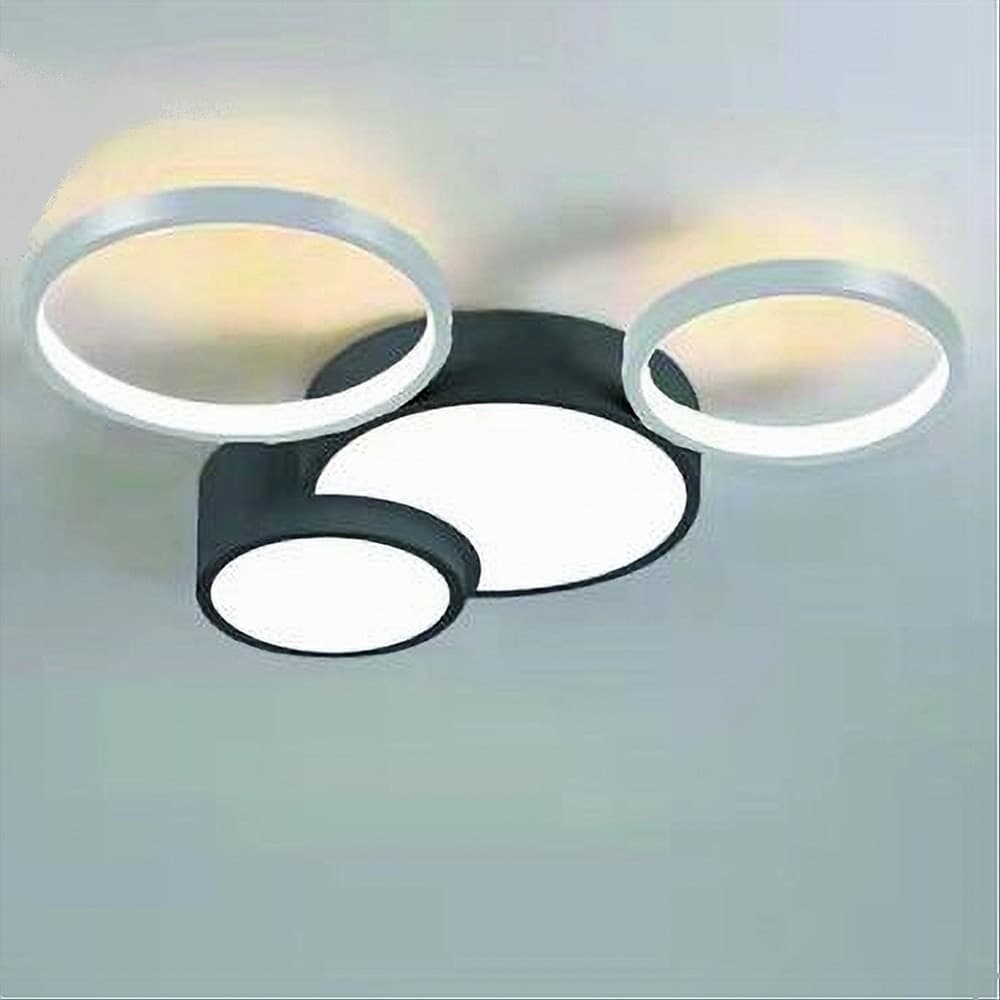 PLAFONIERA LED 36W 4 CERCHI ARGENTO NERO LAMPADA SOFFITTO MODERNO LUCE 4000K 70937 in Plafoniere Trade Shop italia - Napoli, commercioVirtuoso.it