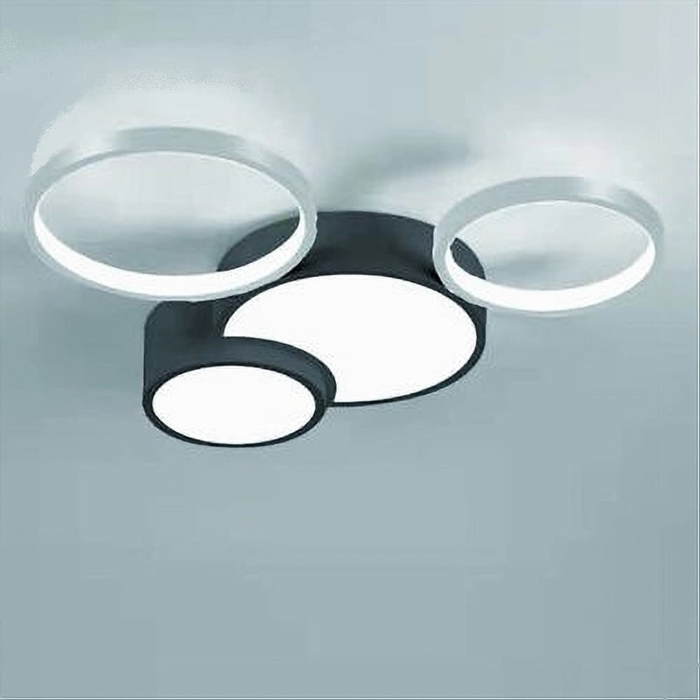PLAFONIERA LED 36W 4 CERCHI ARGENTO NERO LAMPADA SOFFITTO MODERNO LUCE 6500K 70944 in Plafoniere Trade Shop italia - Napoli, commercioVirtuoso.it