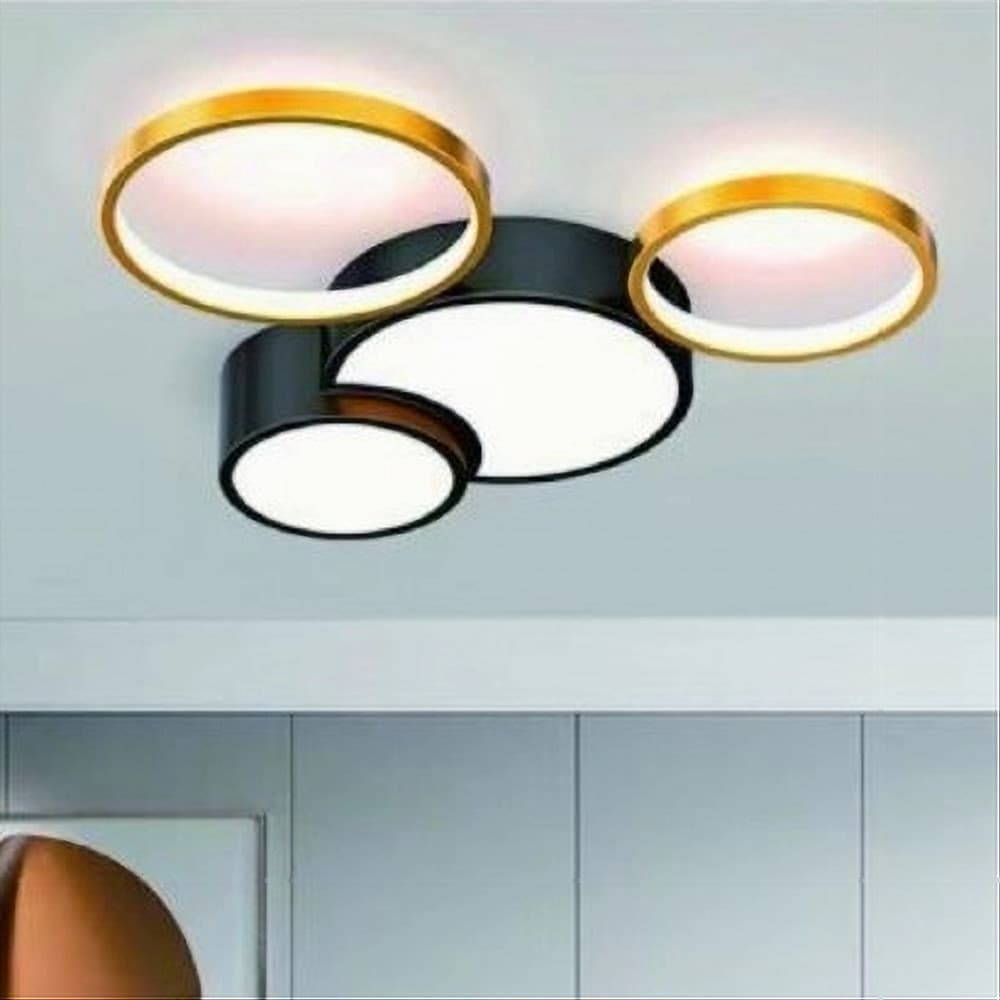 PLAFONIERA LED 36W 4 CERCHI ORO NERO LAMPADA DA SOFFITTO MODERNO LUCE 4000K 70951 in Plafoniere Trade Shop italia - Napoli, commercioVirtuoso.it