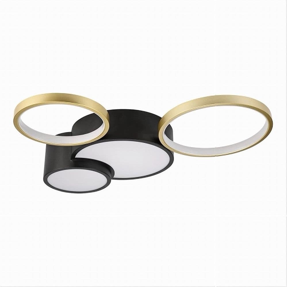 PLAFONIERA LED 36W 4 CERCHI ORO NERO LAMPADA DA SOFFITTO MODERNO LUCE 6500K 70968 in Plafoniere Trade Shop italia - Napoli, commercioVirtuoso.it